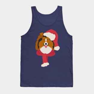 Christmas Rough Collie Dog Face Tank Top